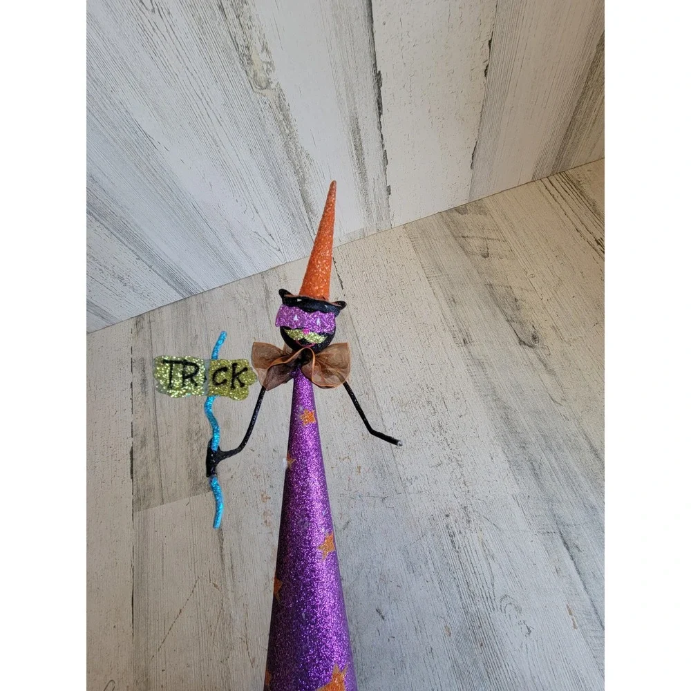 Pier 1 Halloween cat treat glitter witch unique star home decor figure